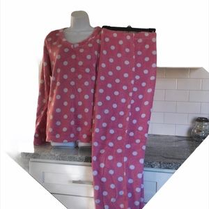 Pink white polka dot pajama set